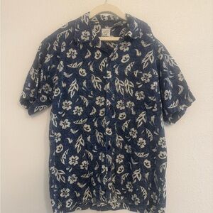 Greendog Navy Floral Casual Shirt Boys Medium, 100% cotton